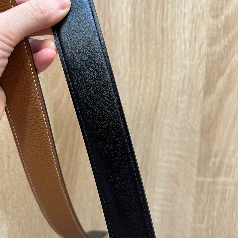 Hermes 金棕Togo皮黑Box皮雙面用皮帶H073967-6