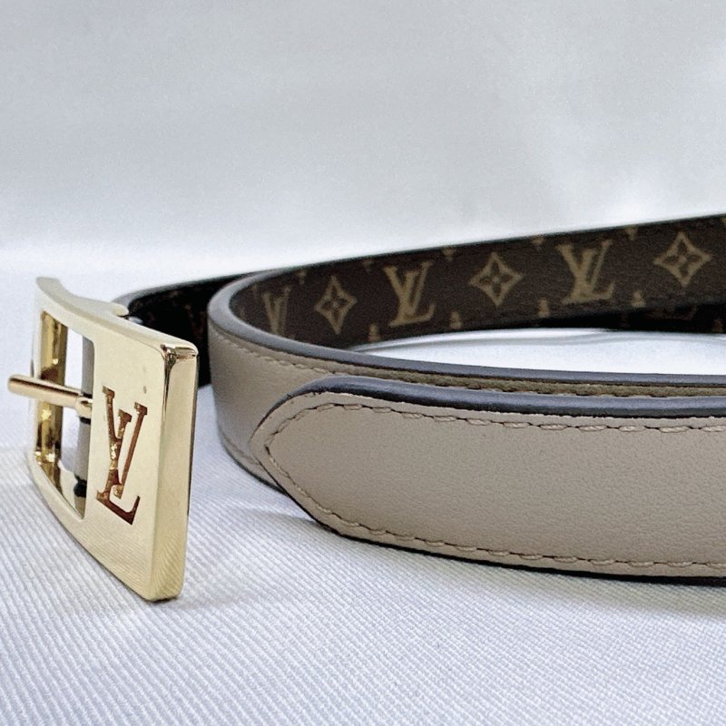 LV Duo皮革拼老花雙面腰帶-4