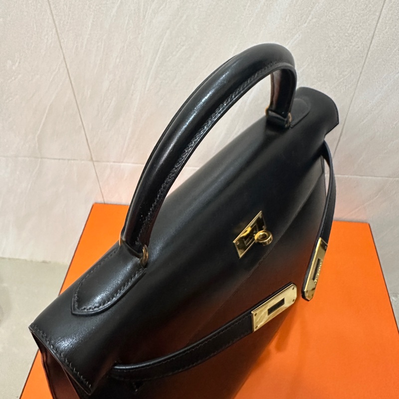 愛馬仕 Kelly 32,黑金配色,外縫Box皮-3