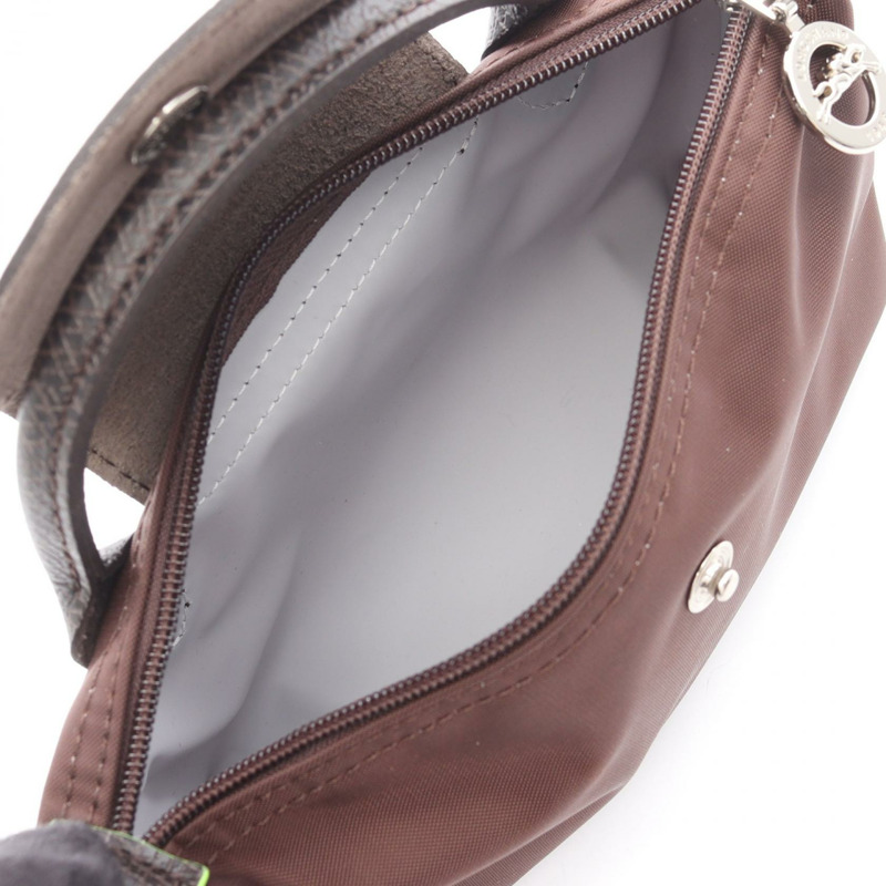 Longchamp Le Pliage 綠色手拿包 34175919002 帆布皮革棕色全新女款-2