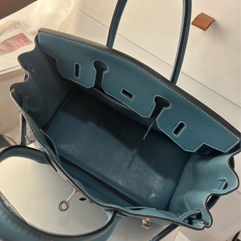 HERMÈS 爱马仕 Birkin 30,牛仔蓝衬银扣-4