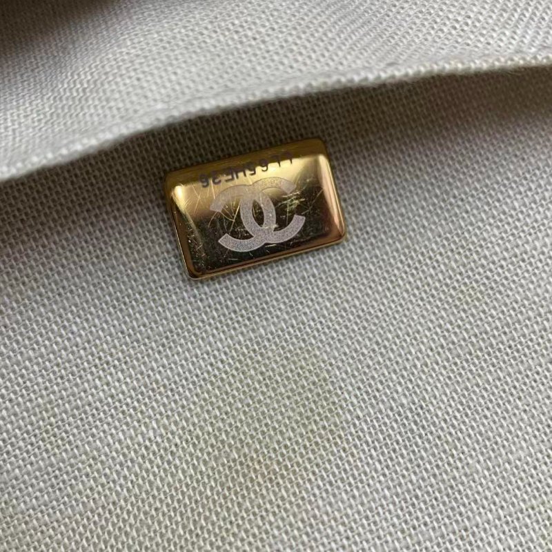 CHANEL large shopping bag 大號 黑色手柄 深藍色帆布沙灘袋-22