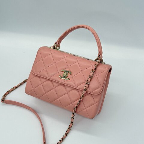 CHANEL 香奈兒 Trendy CC 粉櫻花色 菱格紋 手提包 斜挎包