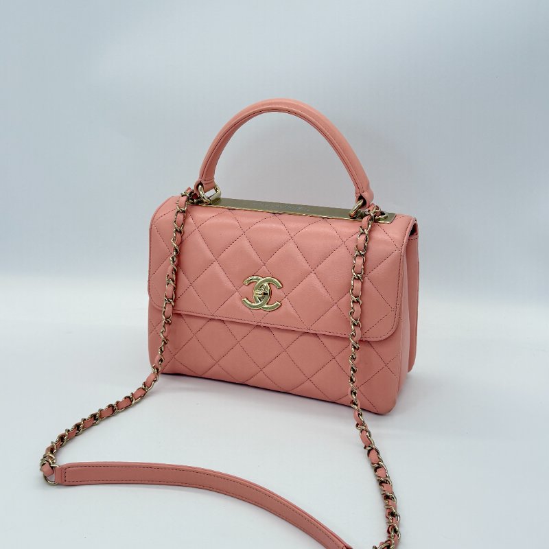 CHANEL 香奈兒 Trendy CC 粉櫻花色 菱格紋 手提包 斜挎包-1