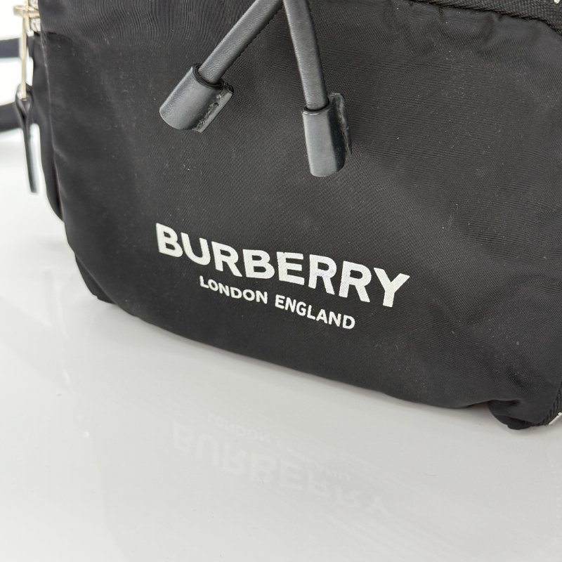 BURBERRY 巴寶莉 黑色尼龍 白色LOGO 雙肩包-6