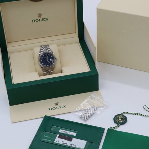 ROLEX 勞力士 Datejust 41MM 鑲鑽 深藍色表盤 白金鋼帶