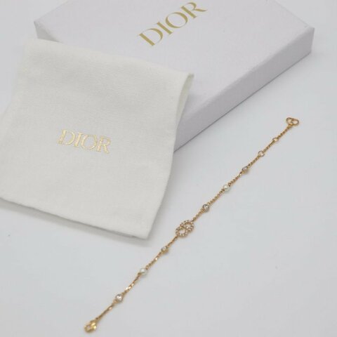 【閒置品♥️】DIOR 迪奧 經典CC 金色 Logo 水鑽 珍珠 手鍊