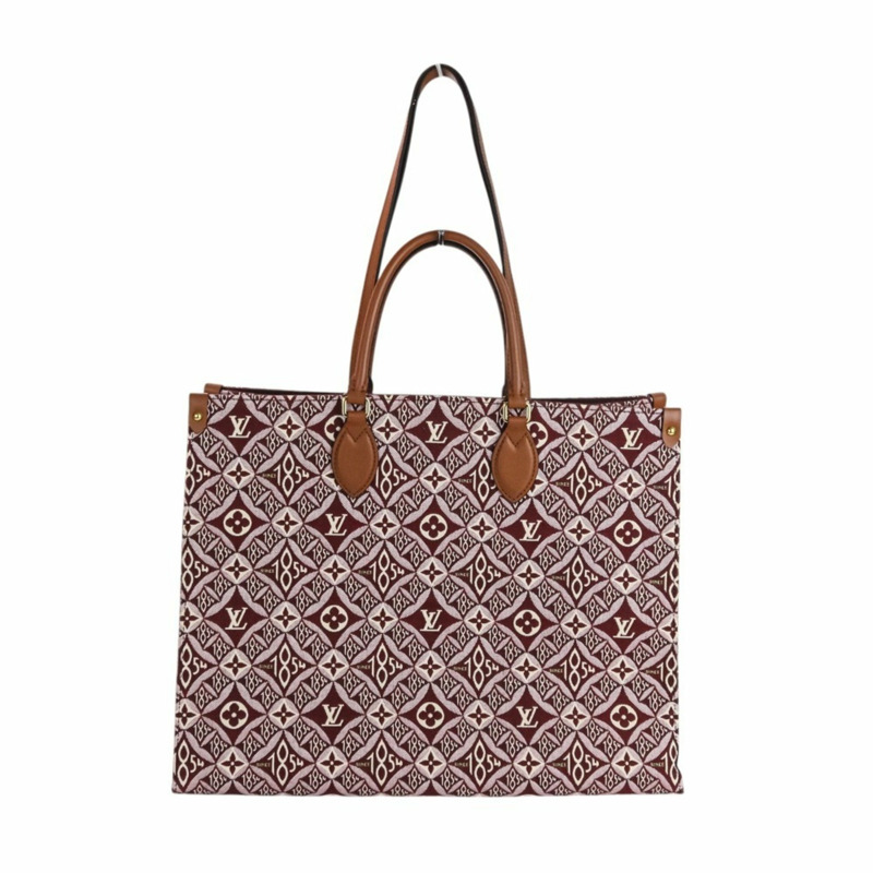 LOUIS VUITTON On the Go GM Monogram Jacquard 兩用手提包/肩背包 M57185 波爾多紅 女款-2