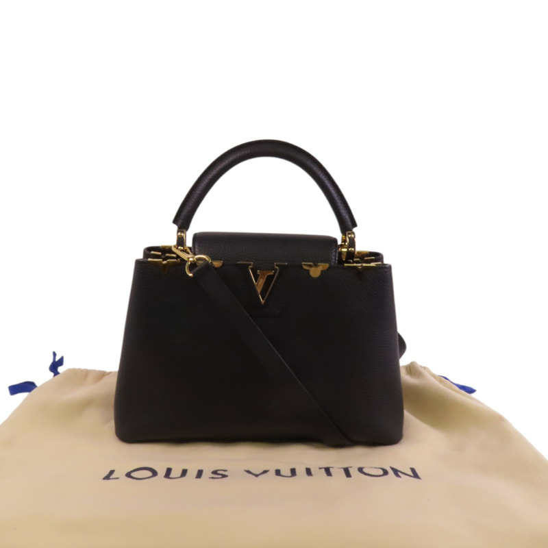 LOUIS VUITTON Taurillon Leather Capucines MM金扣手挽肩背兩用袋-9