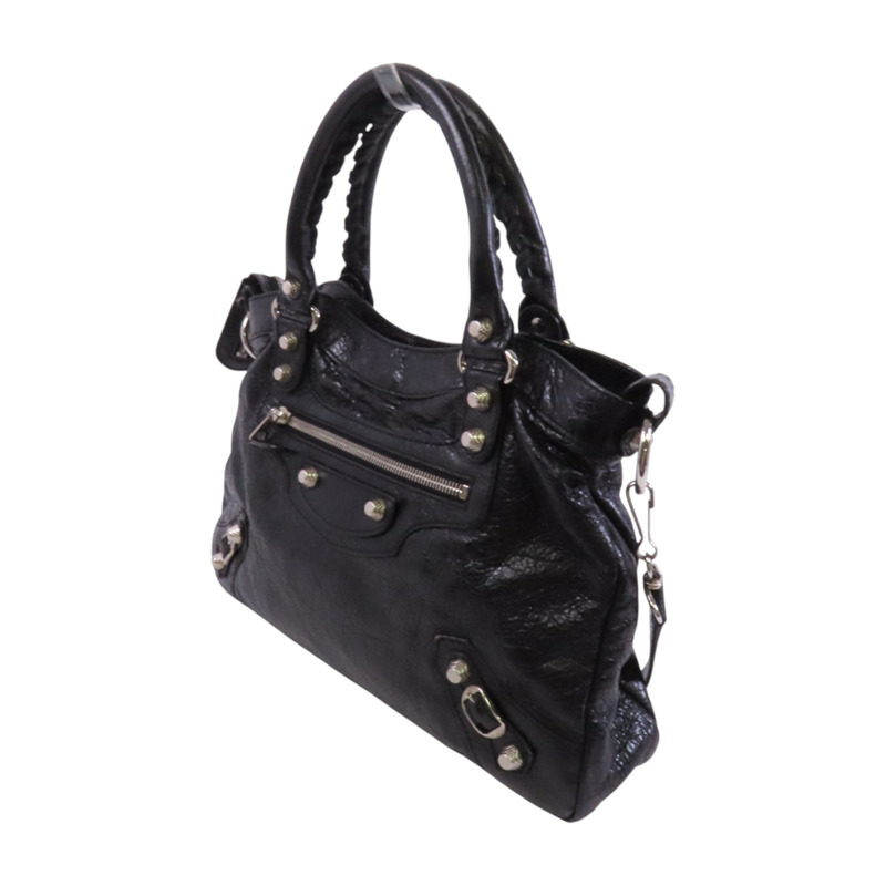 BALENCIAGA 牛皮皮革Giant Town銀扣手挽肩背兩用袋-2