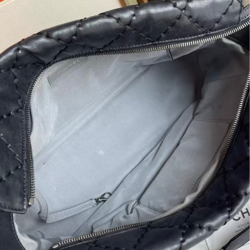 全網最低價😍Chanel黑銀油蠟皮單肩鏈條口蓋包斜挎包-10