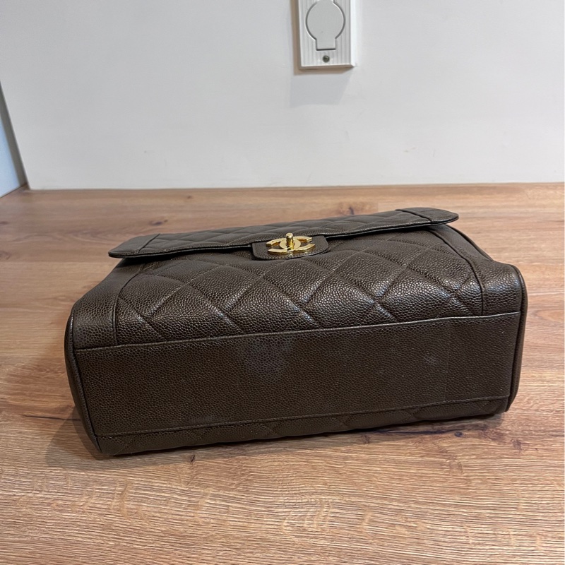 CHANEL 香奈兒 CN 綠 金粒紋 手提包 文件包 公事包 斜背包 文件包-7