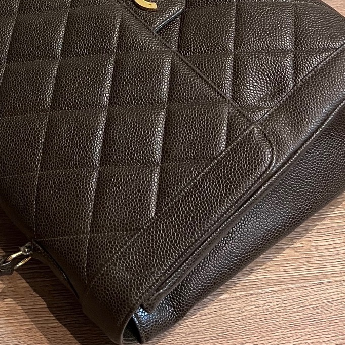 CHANEL 香奈兒 CN 綠 金粒紋 手提包 文件包 公事包 斜背包 文件包-27