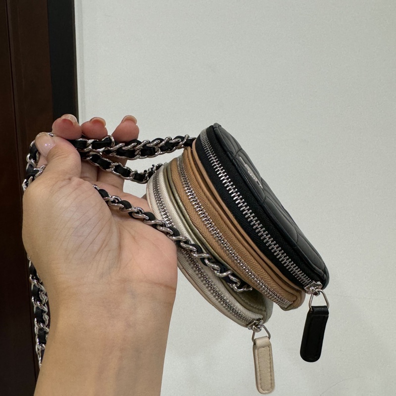 chanel 圓餅 三層包 三色 斜背包 肩背包 圓餅包 側背包 手提包 小廢包 廢包-18