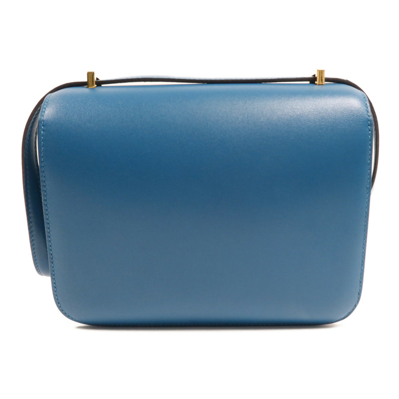 HERMES Tadelakt皮革Constance Mini金扣肩背袋Bleu Izmir-1