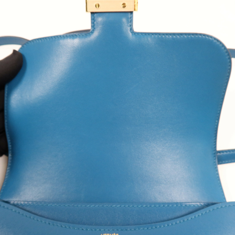 HERMES Tadelakt皮革Constance Mini金扣肩背袋Bleu Izmir-5