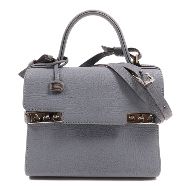 Delvaux 牛皮皮革Tempete Mini銀扣手挽肩背兩用袋-0