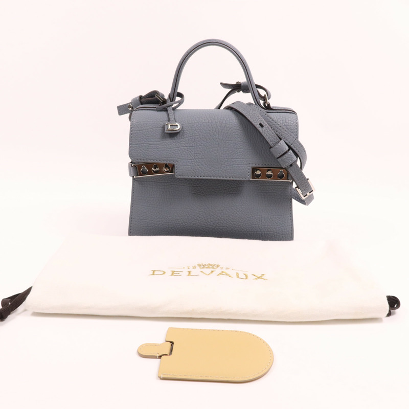 Delvaux 牛皮皮革Tempete Mini銀扣手挽肩背兩用袋-14