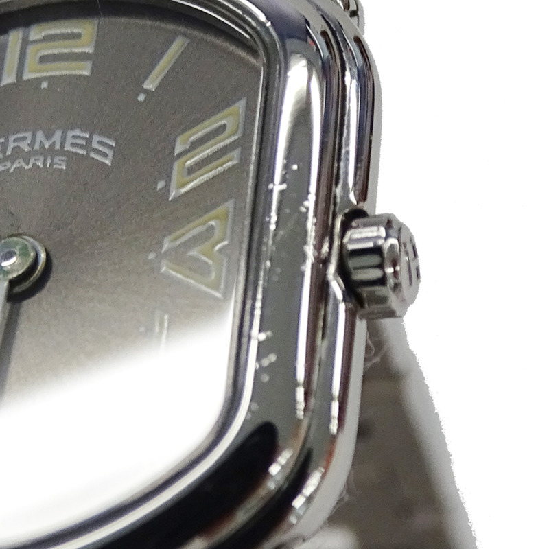 Hermès Rally Quartz QZ 不鏽鋼腕錶,RA1.210,銀灰色,拋光-10