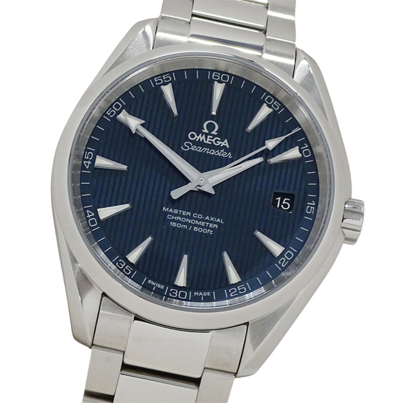 歐米茄海馬系列 Aqua Terra 231.10.42.21.03.003 男士手錶,日期顯示,自動上鍊,不銹鋼,銀色,藍色,透明錶背,拋光-0