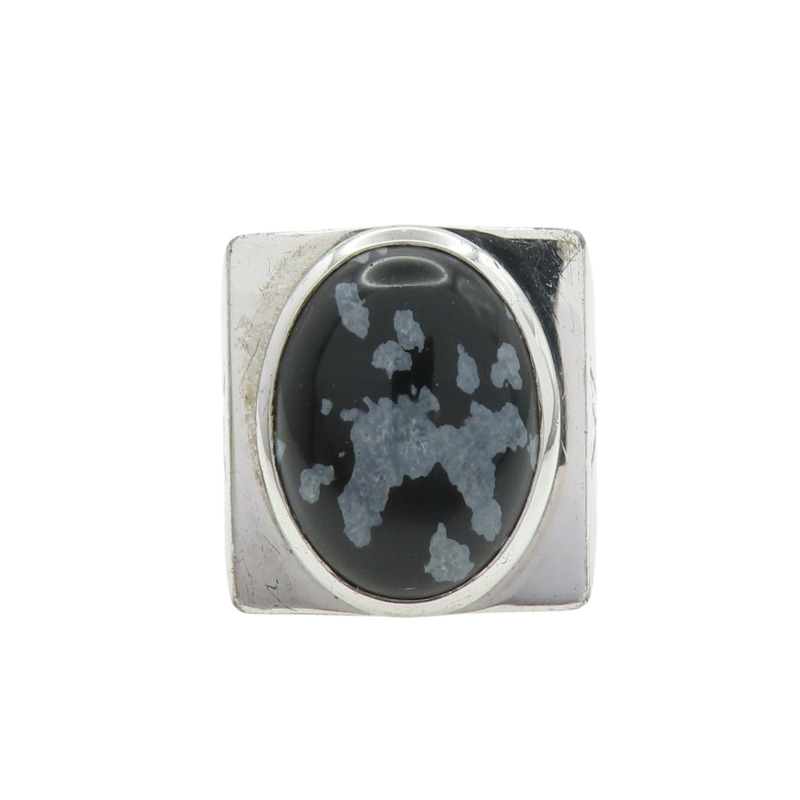 925純銀 Chevalier 雪花黑曜石 戒指 M64903【LOUIS VUITTON 路易威登】 M64903-2
