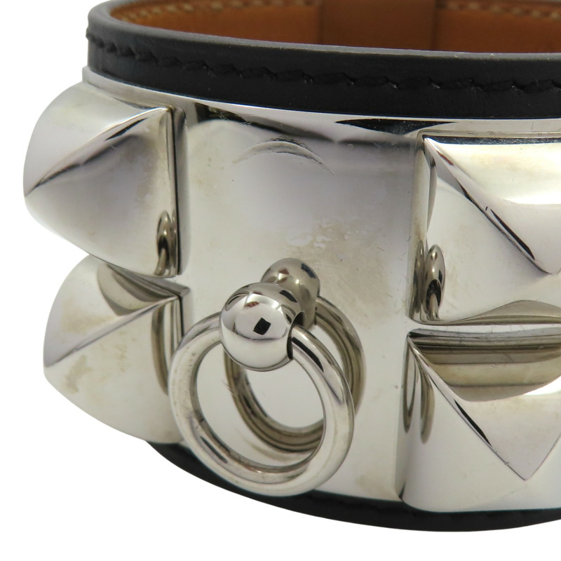 黑色牛皮 CDC Collier De Chien 手環 口Q刻 #S【HERMES 愛馬仕】-8