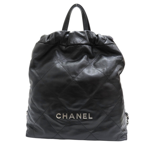 黑色 羊皮 22 後背包【CHANEL 香奈兒】 AS3313