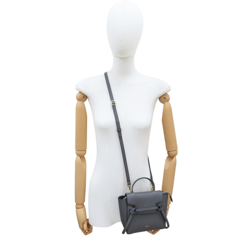 灰色 牛皮 Belt Pico 肩背包【CELINE 賽琳】-6