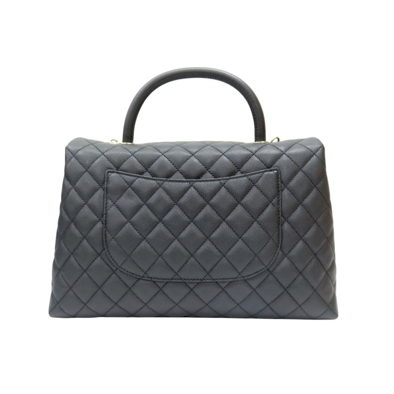 黑色 荔枝紋牛皮 Coco Handle 兩用包 銀扣 A92992【CHANEL 香奈兒】 A92992-1