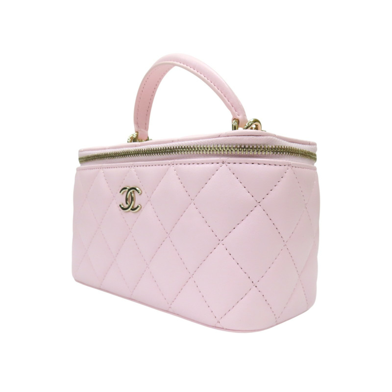 粉色羊皮 化妝包 兩用包 AP2199 金扣【CHANEL 香奈兒】 AP2199-2