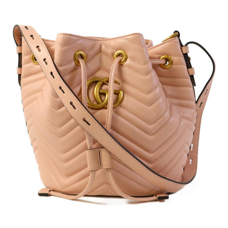 GUCCI 牛皮皮革GG Marmont Bucket Bag金扣肩背袋-0
