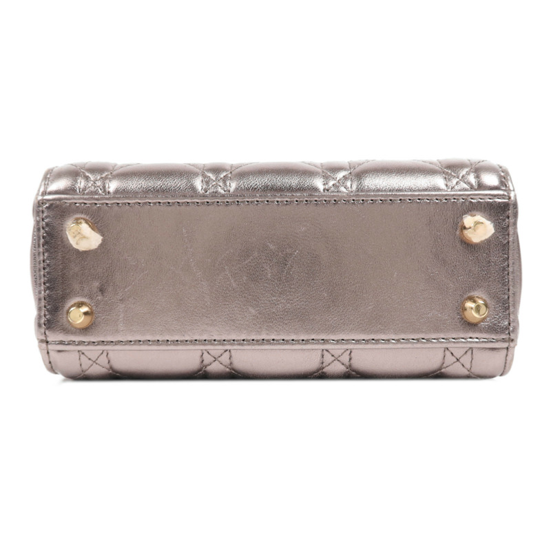 Dior 羊皮皮革Lady Dior Mini金扣手挽肩背兩用袋-3