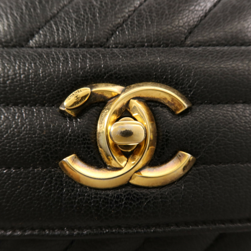 CHANEL 牛皮皮革Coco Mark Quilted Flap金扣鏈帶肩背袋-9