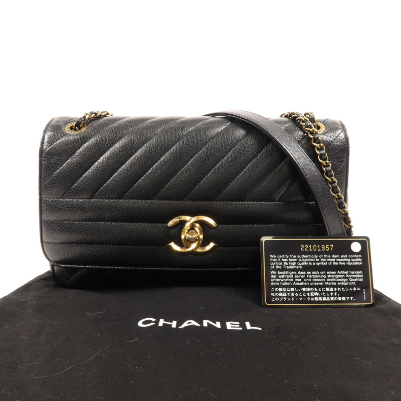 CHANEL 牛皮皮革Coco Mark Quilted Flap金扣鏈帶肩背袋-10