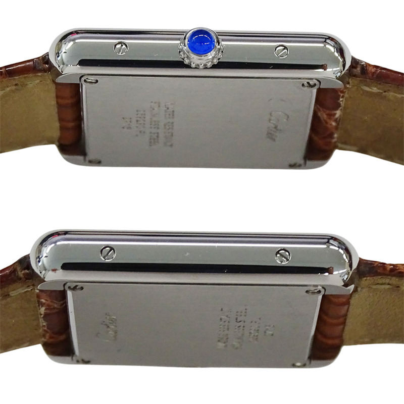 Cartier Tank Solo SM 女士石英腕錶,W1018255,不鏽鋼,皮革,銀色,棕色,方形,拋光-2