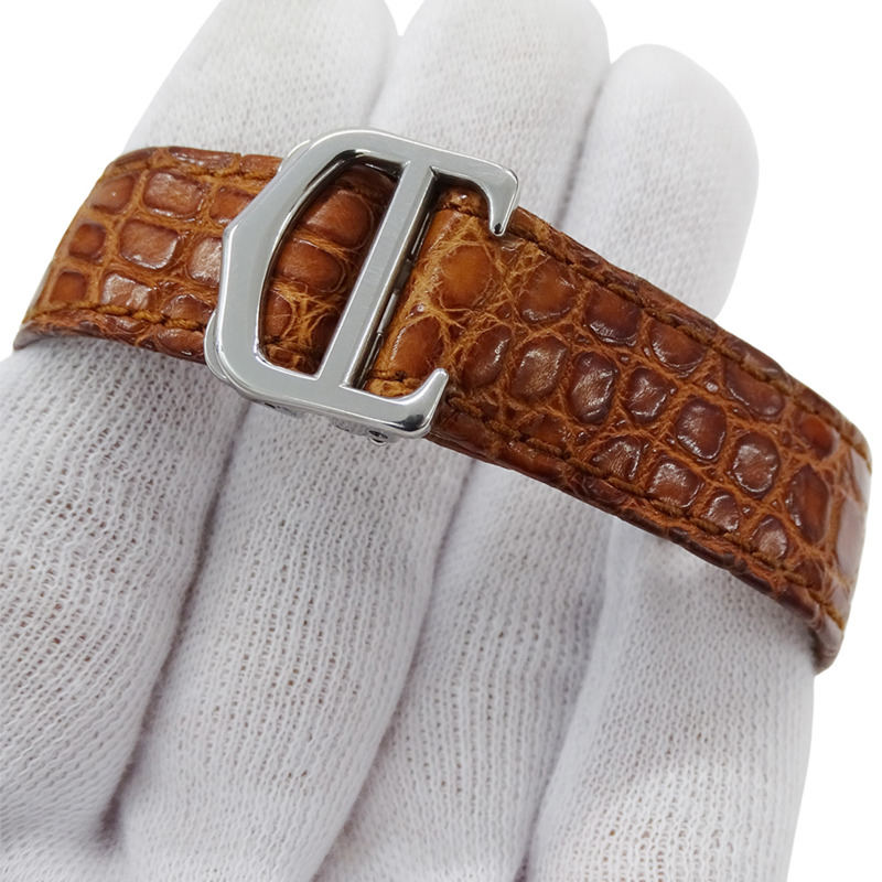 Cartier Tank Solo SM 女士石英腕錶,W1018255,不鏽鋼,皮革,銀色,棕色,方形,拋光-5