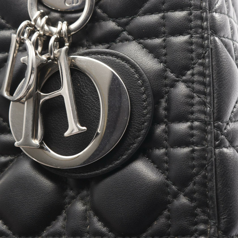 Christian Dior LADY DIOR Cannage 單肩包 手提包 皮革 黑色 二手 女士-10