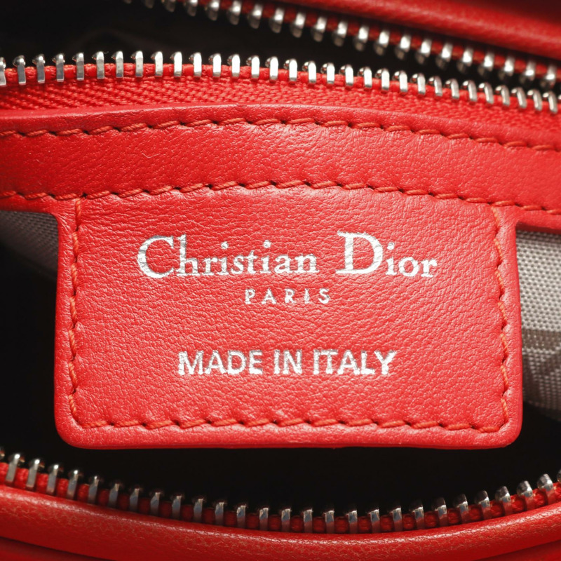 Christian Dior Lady Dior Cannage 手提包 CAL44551-M02R 皮革 紅色 二手 女士-3