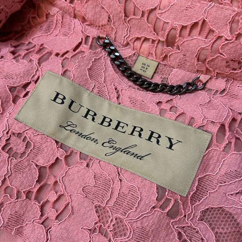 BURBERRY英國粉色蕾絲風衣UK10-12