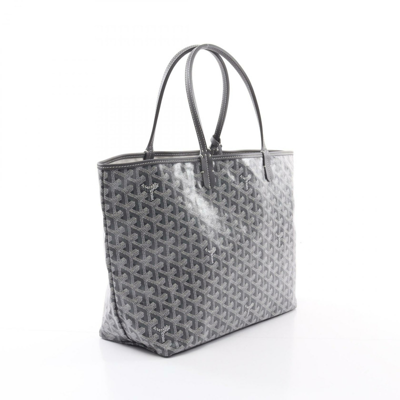 GOYARD Saint Louis PM 手提包 PVC 塗佈帆布皮革 灰白色 二手-1
