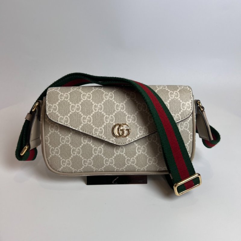 GUCCI 764961米色OphidiaGG 帆布翻蓋斜背包-0