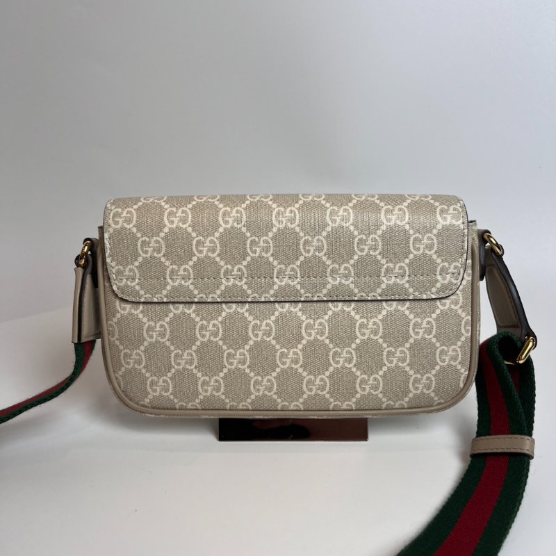GUCCI 764961米色OphidiaGG 帆布翻蓋斜背包-1