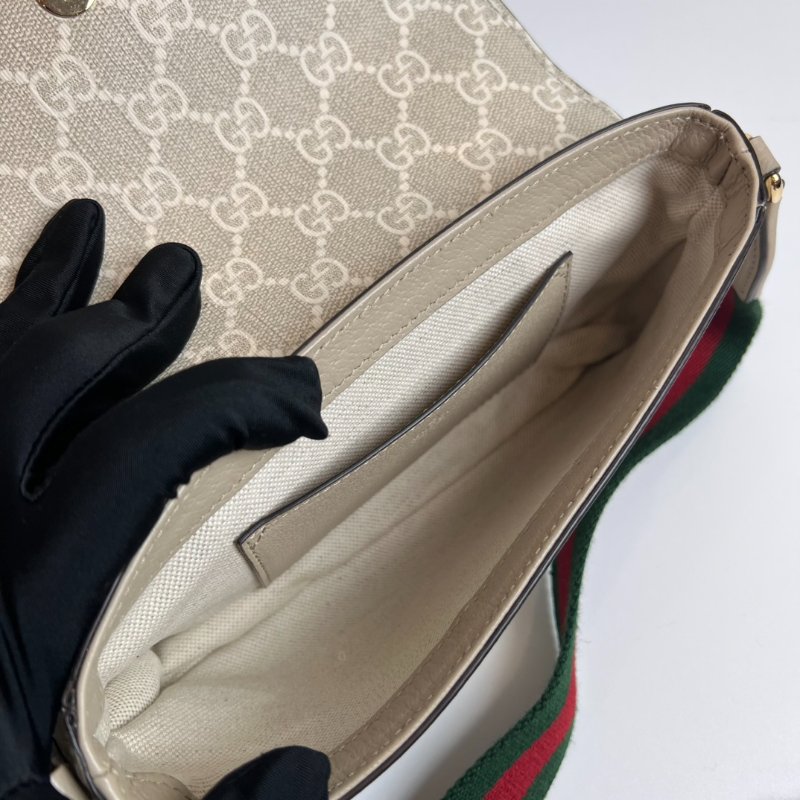 GUCCI 764961米色OphidiaGG 帆布翻蓋斜背包-6