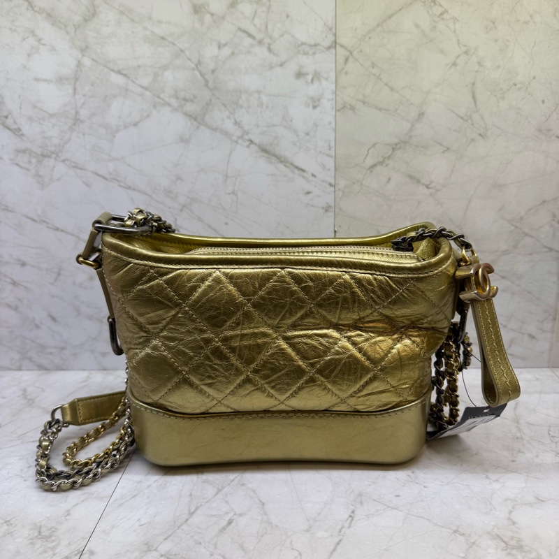 CHANEL 香檳金小款流浪包/23-0