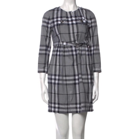 Burberry 倫敦 圓領格紋腰帶洋裝