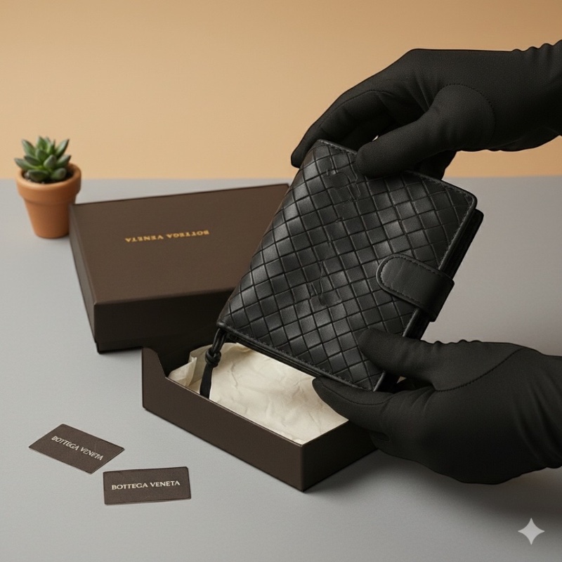 Bottega Veneta 經典深藍色 Intrecciato 編織皮革中夾｜型號 114073 V0013｜義大利-0