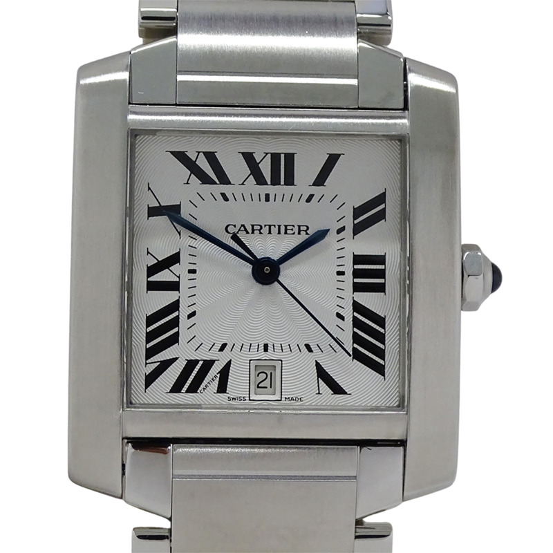 Cartier Tank Française 男錶，LM，日期，自動，不鏽鋼，W51002Q3，銀色，拋光-1