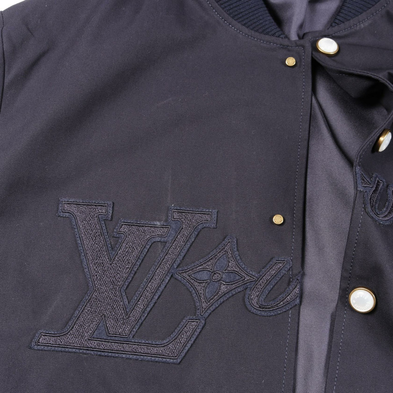 路易威登刺繡夾克寬鬆棉質海軍藍 50 碼二手男款 LV-9