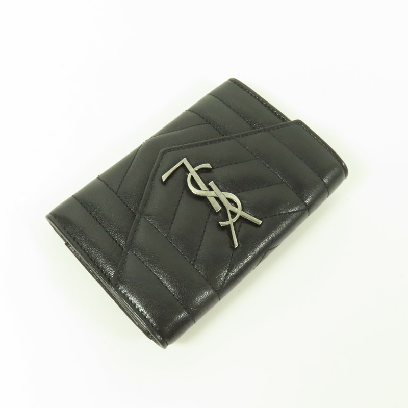 YVES SAINT LAURENT 牛皮皮革Bifold Wallet銀扣錢包-4