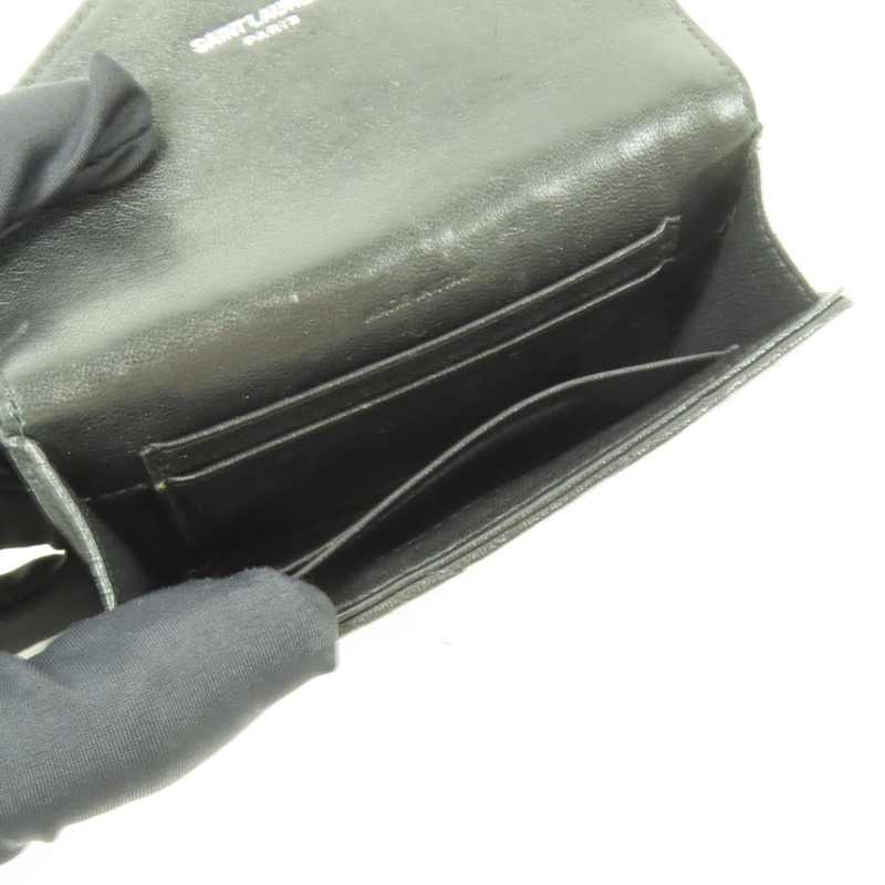 YVES SAINT LAURENT 牛皮皮革Bifold Wallet銀扣錢包-14